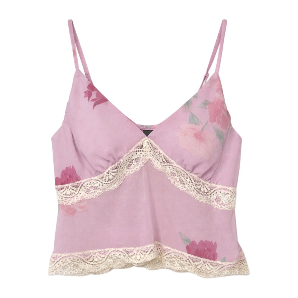 Y2K Coquette Lace Babydoll Cami Top Womens Sz Small Fairycore Soft Girl Romantic